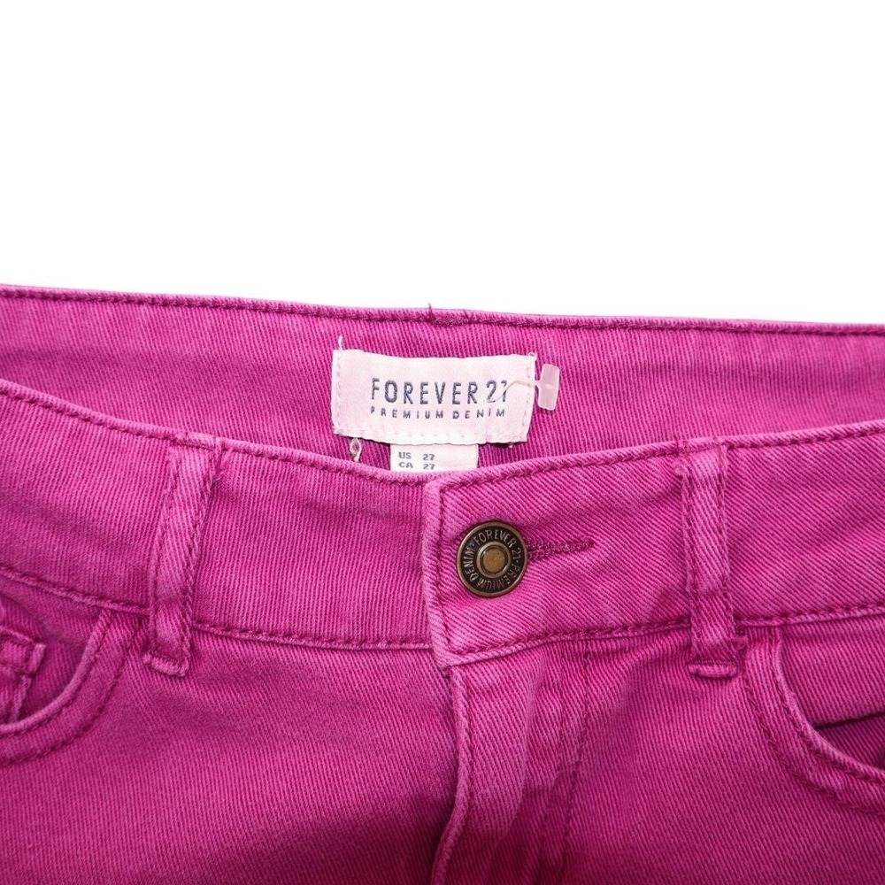 Vintage Y2K Forever 21 Magenta Hot Pink Lace-Up Sides Cutoff Shorts Size 27 - Picture 2 of 3